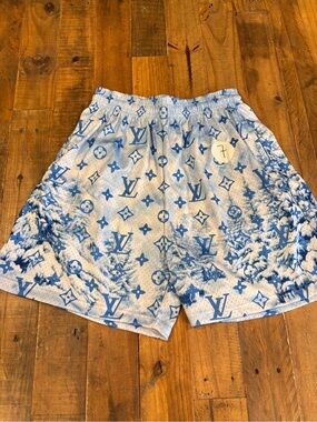Blue Louis V. Monogram Athletic Shorts for Men